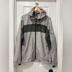 Vintage Sierra Designs Men's Gray and Black Hooded Jacket Light windbreaker Lg